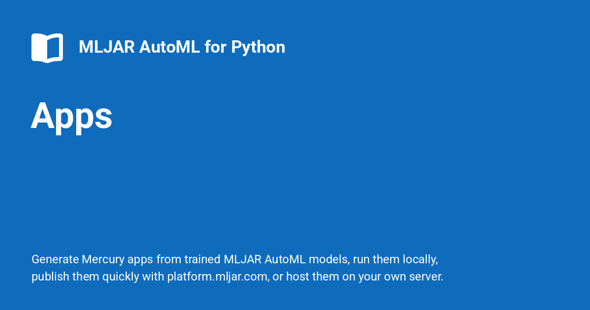 Apps - MLJAR AutoML for Python
